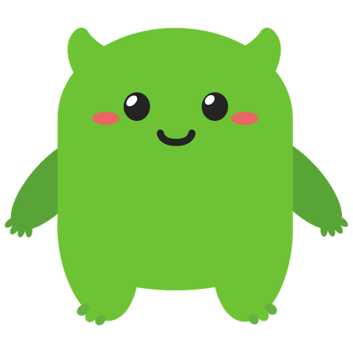 The DaySpend mascot, a small green monster